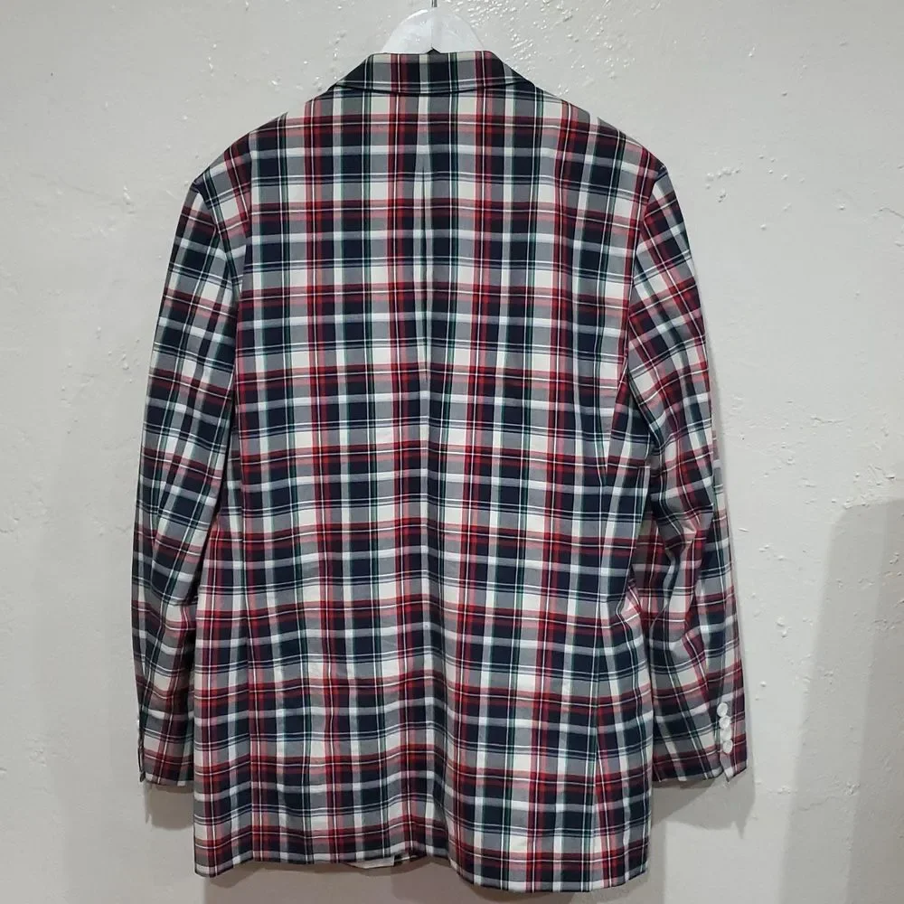 Brooks Brothers Madison Plaid Multicolor Blazer 100% Cotton Size  44L